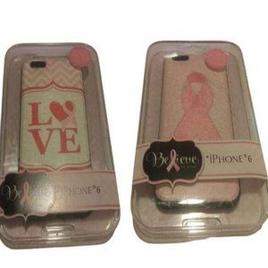 Lot of 2 Believe in Pink Breast Cancer Awareness Love IPhone 6 Cases